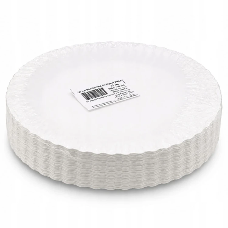 Talerze papierowe białe jednorazowe 23cm 100szt