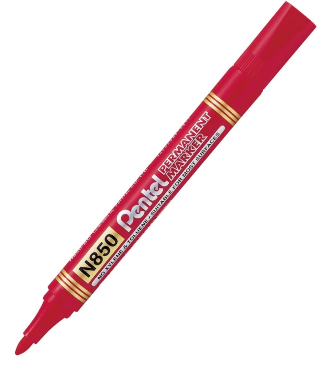 Marker permanentny okrągła końcówka Pentel N850 czerwony