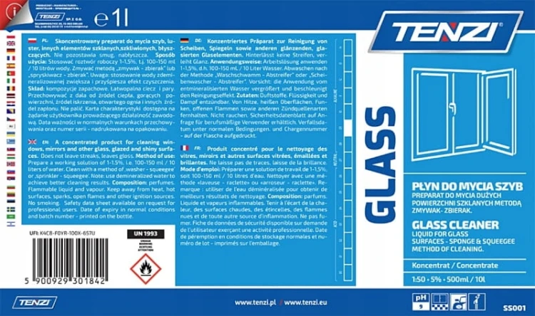Tenzi Glass 1 L koncentrat środek do szyb luster okien ram szkła