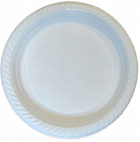 Talerz plastikowy niedzielony biały 22cm wielokrotnego użytku 100 szt.
