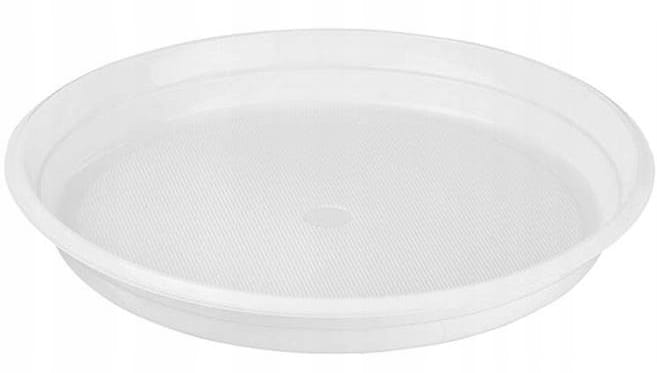 Talerz plastikowy niedzielony biały 22cm wielokrotnego użytku 100 szt.