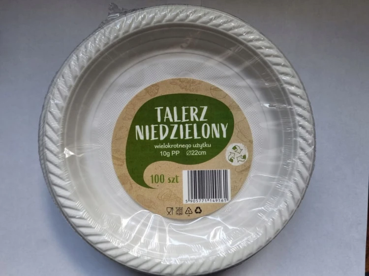 Talerz plastikowy niedzielony biały 22cm wielokrotnego użytku 100 szt.