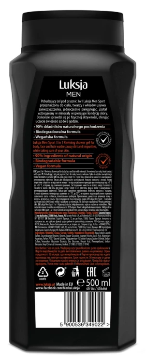 Luksja Men Pobudzający żel pod prysznic 3W1 Sport kompleks minerałów 500 ml