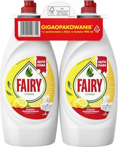 Płyn do mycia naczyń Fairy 1,8l 2x900ml