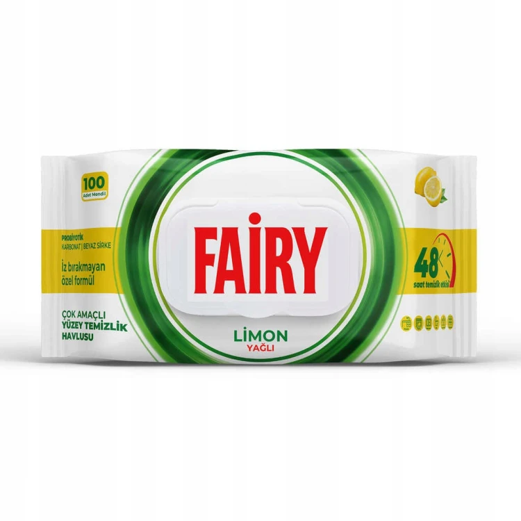 Chusteczki nawilżane włóknina Fairy w opakowaniu 100 szt. lemon