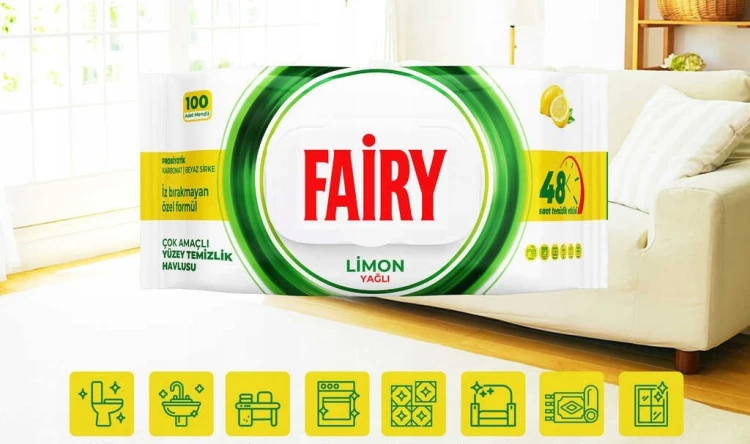 Chusteczki nawilżane włóknina Fairy w opakowaniu 100 szt. lemon