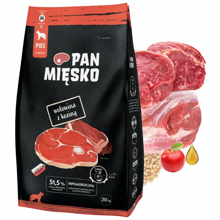 Karma dla psa Pan Mięsko wołowina z koziną 20 kg