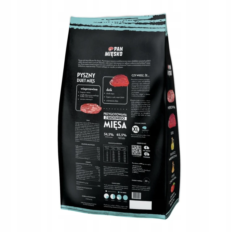 Karma dla psa Pan Mięsko wieprzowina z dzikiem chrupki XL 20kg