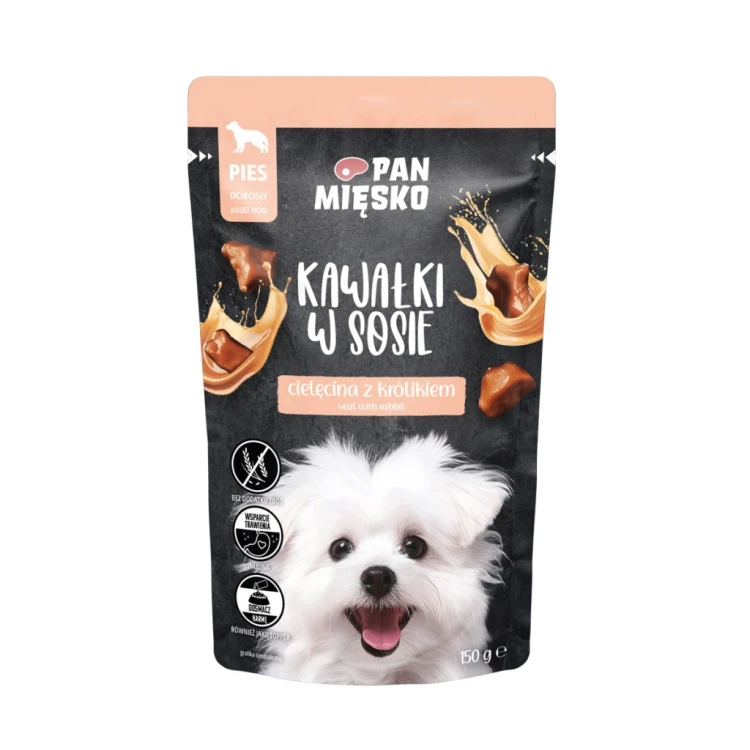 Karma mokra Pan Mięsko Kawałki w sosie Cielęcina z królikiem 150g x 10szt
