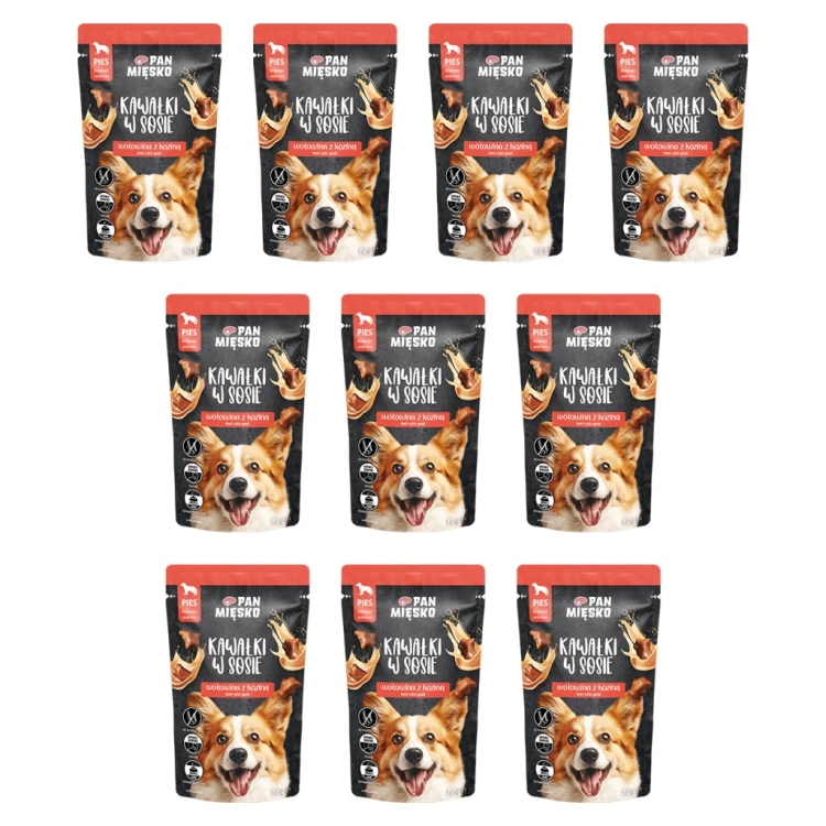 Karma mokra Pan Mięsko Kawałki w sosie Wołowina z koziną150g x 10szt