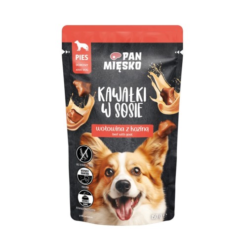 Karma mokra Pan Mięsko Kawałki w sosie Wołowina z koziną150g x 10szt