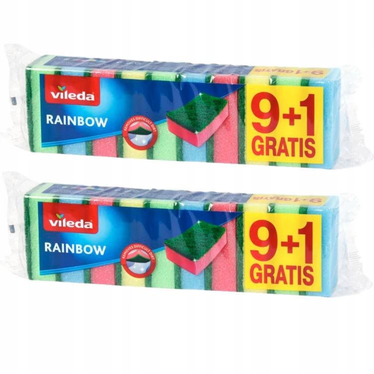 Zmywak kuchenny gąbka do mycia naczyń Vileda Rainbow 9+1