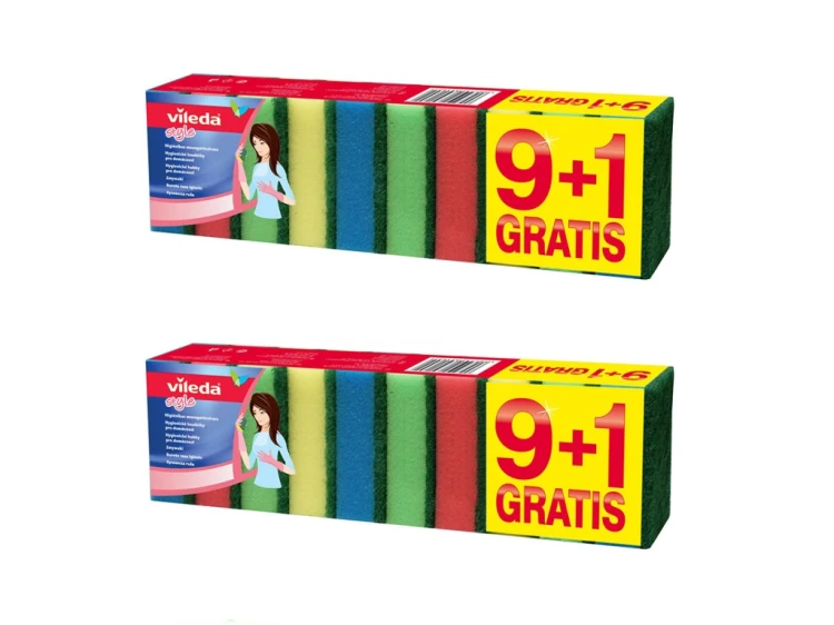 Zmywak kuchenny gąbka do mycia naczyń Vileda Rainbow 9+1