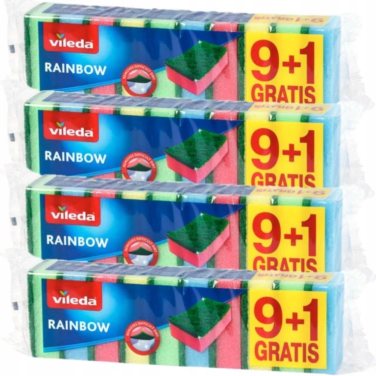 Zmywak kuchenny gąbka do mycia naczyń Vileda Rainbow 9+1
