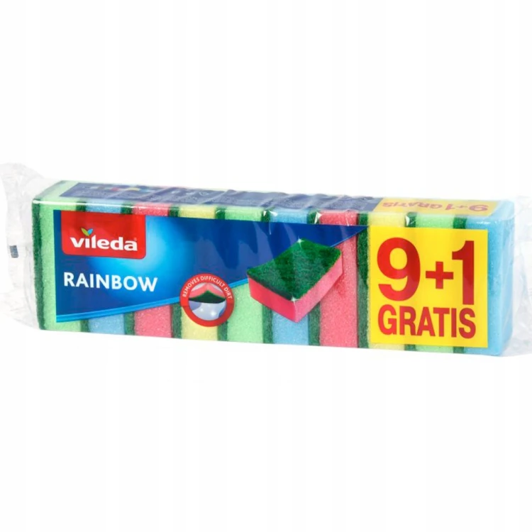 Zmywak kuchenny gąbka do mycia naczyń Vileda Rainbow 9+1