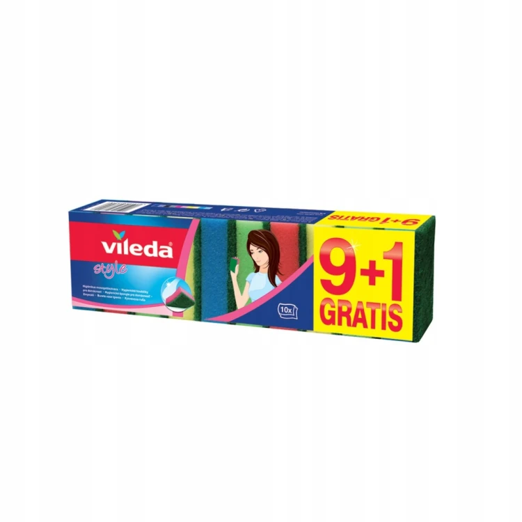 Zmywak kuchenny gąbka do mycia naczyń Vileda Rainbow 9+1