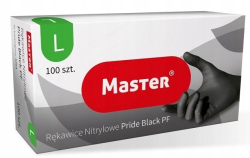 Rękawiczki jednorazowe czarne nitrylowe Master rozmiar L, 100 szt